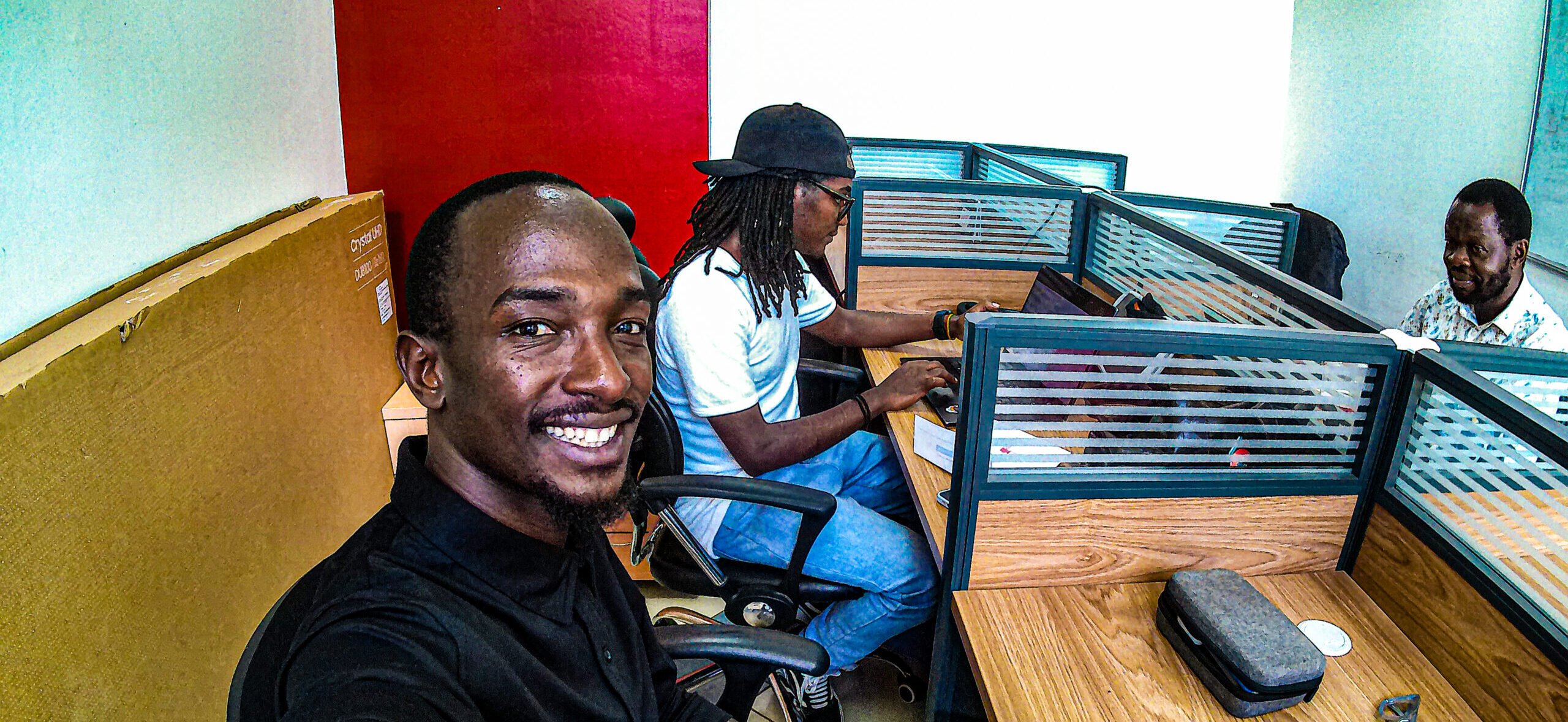 Isaac Kataryeba meeting with the FilmAid Kenya FIlm Festival Team at their FAWE House Offices in preparation for the upcoming festival FAFF18